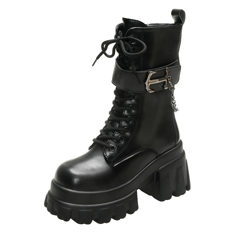 Block Heel Ankle Boots - Bottines à semelles compensées cachées pour