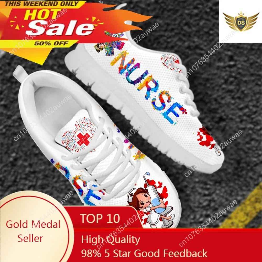 Women'S Shoes Nursing - Baskets à motif d'infirmière de dessin