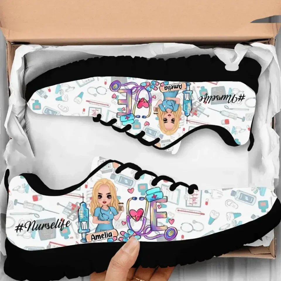 Women'S Shoes Nursing - Chaussures plates Kawaii pour infirmières, baskets