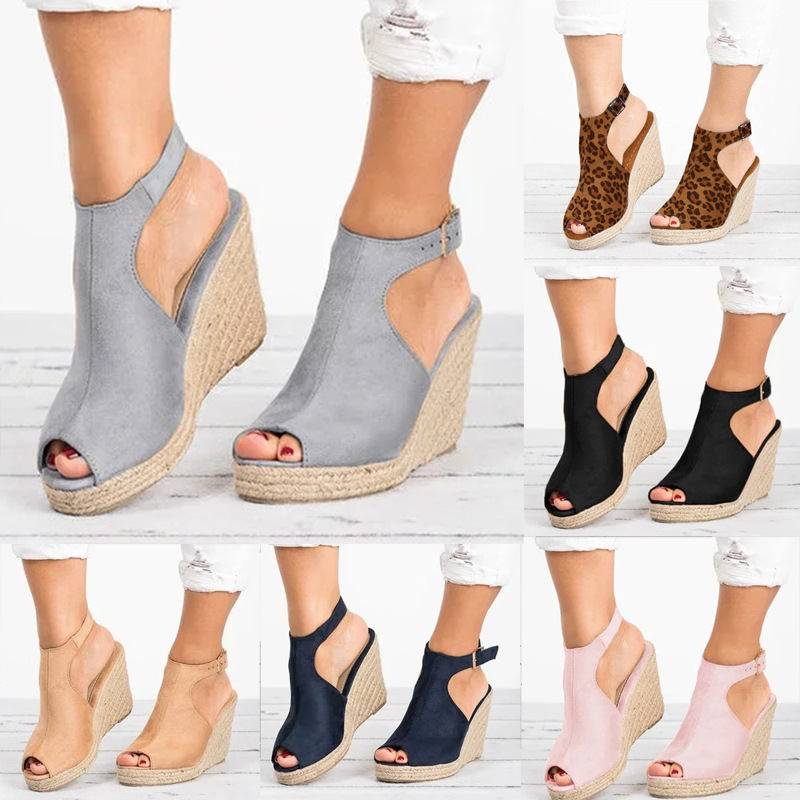 Espadrille Wedge Shoes - Sandales à Talons pour Femme, Espadrilles