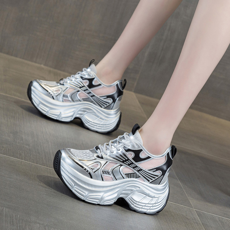 Women Shoes For Walking - Baskets compensées 8 cm pour femme,