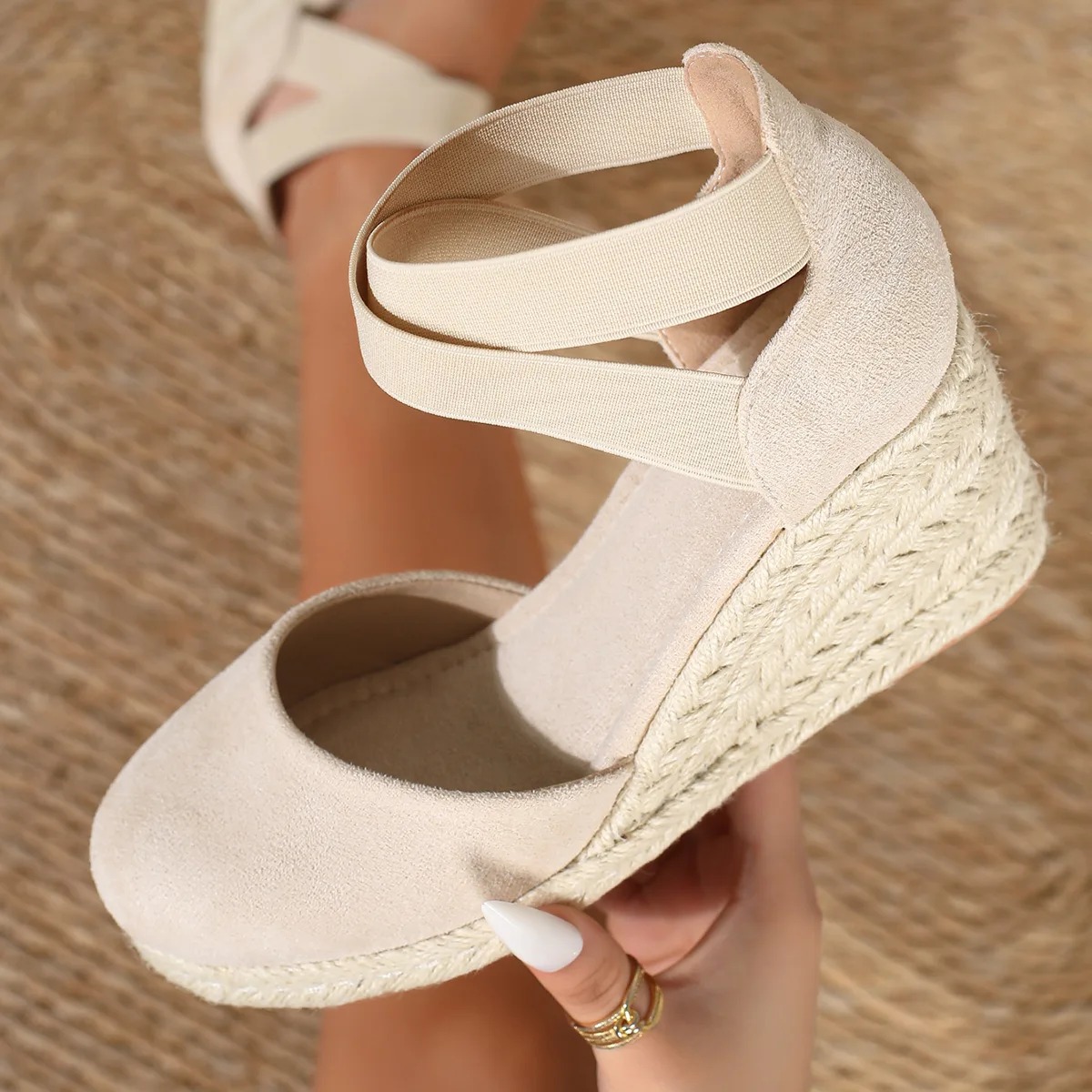 Espadrille Wedge Shoes - Sandales compensées espadrilles pour femmes à