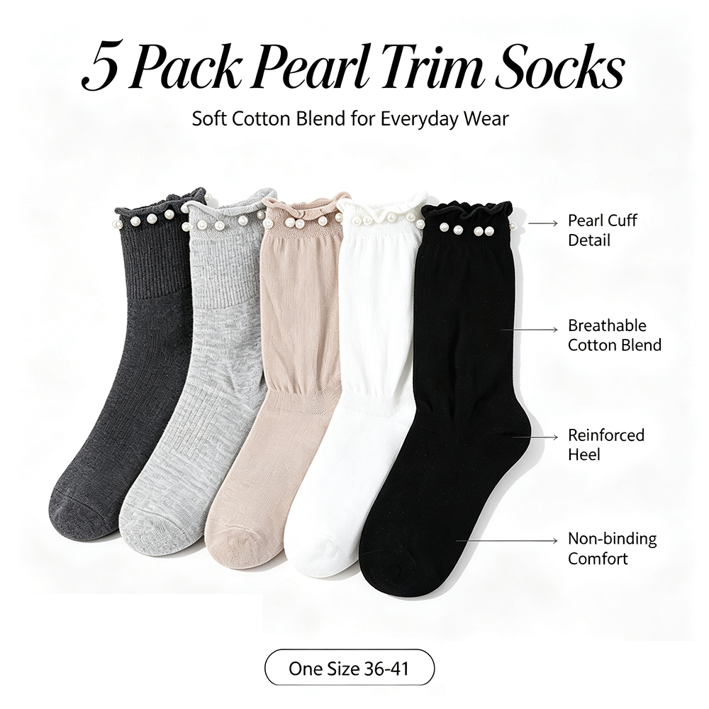 Women'S Shoes For Crews - 5 paires de chaussettes mi-mollet pour