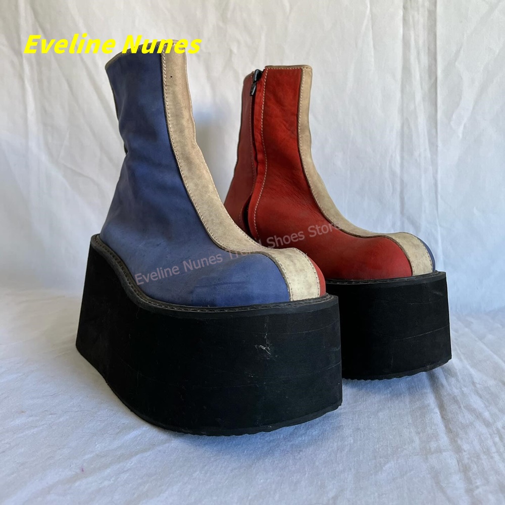 Block Heel Ankle Boots - Bottines à plateforme Y2K rouge et