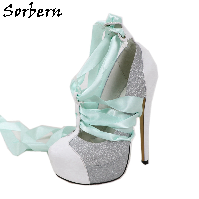 Ribbon Tie Heel - Sorbern blanc en cuir véritable femmes