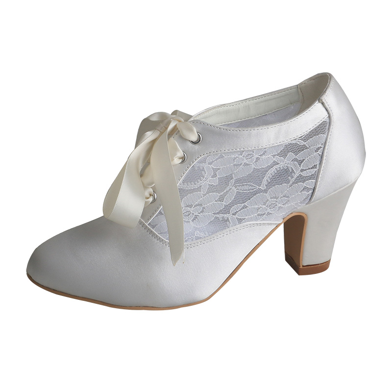 Ribbon Tie Heel - Chaussures de mariée à talons blocs