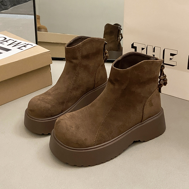 Women'S Shoes Trending 2025 - Bottines plates à plateforme en daim