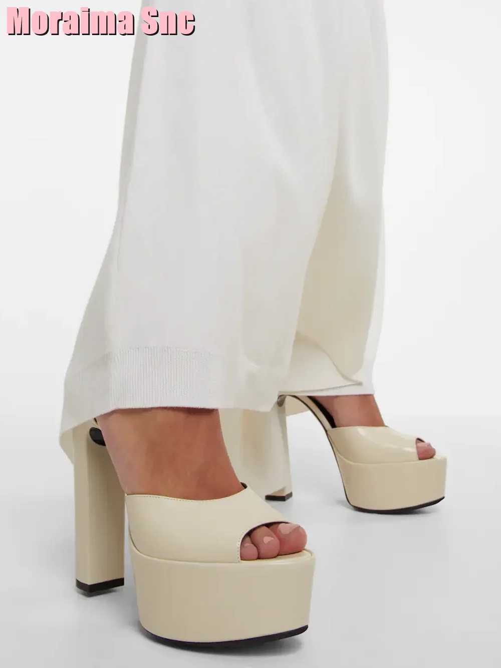 Block Heel Ankle Boots - Peep Parker-Sandales à plateforme en cuir