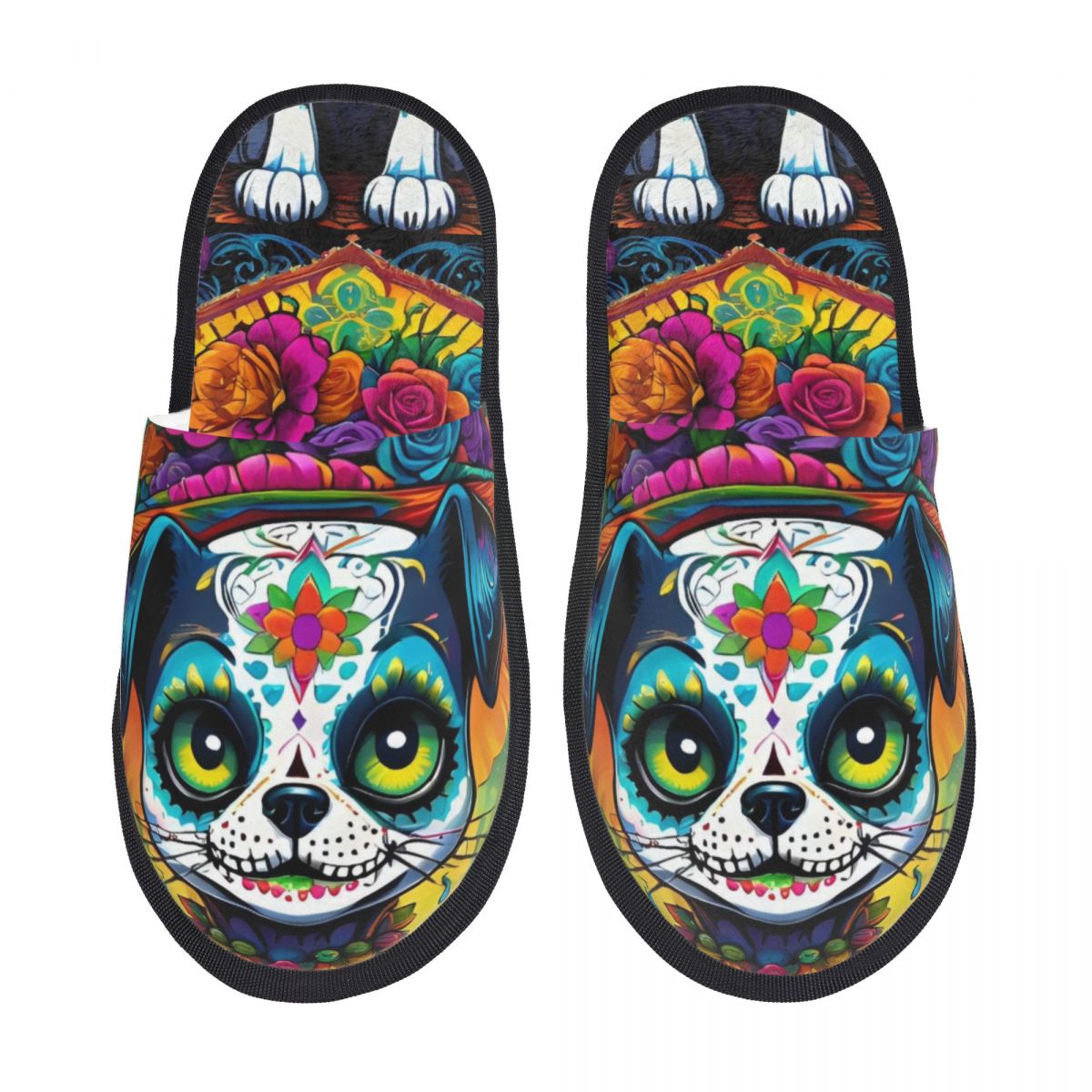 Fluffy Fur Slipper - Chaussons personnalisés pour femmes, motif floral