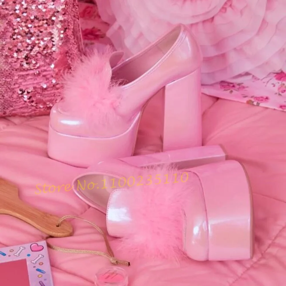 Women'S Shoes Vegan - Mocassins à plateforme à pompons roses
