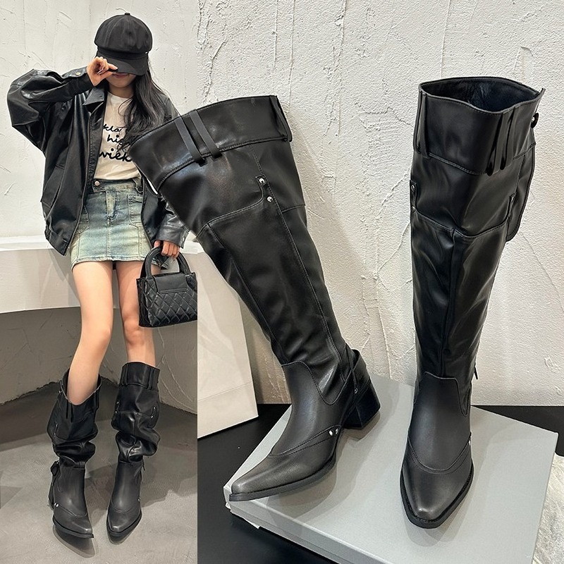Block Heel Ankle Boots - Bottes simples enveloppées pour femmes printemps