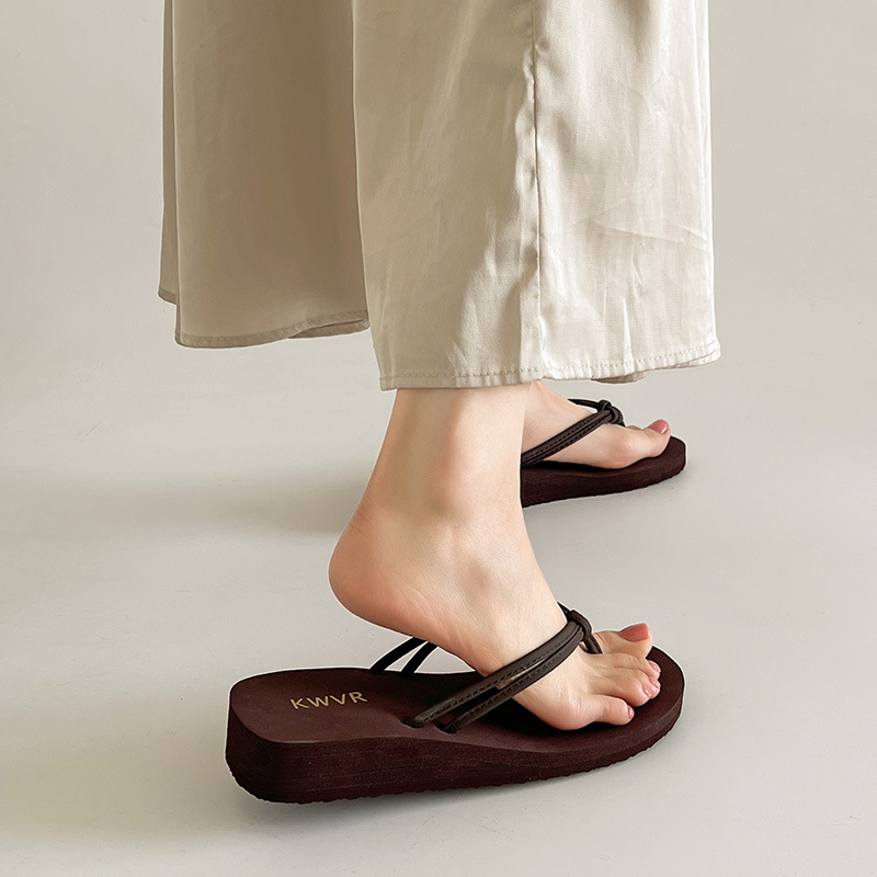 Women Shoes For Walking - Sandales plates marron pour femmes, tongs