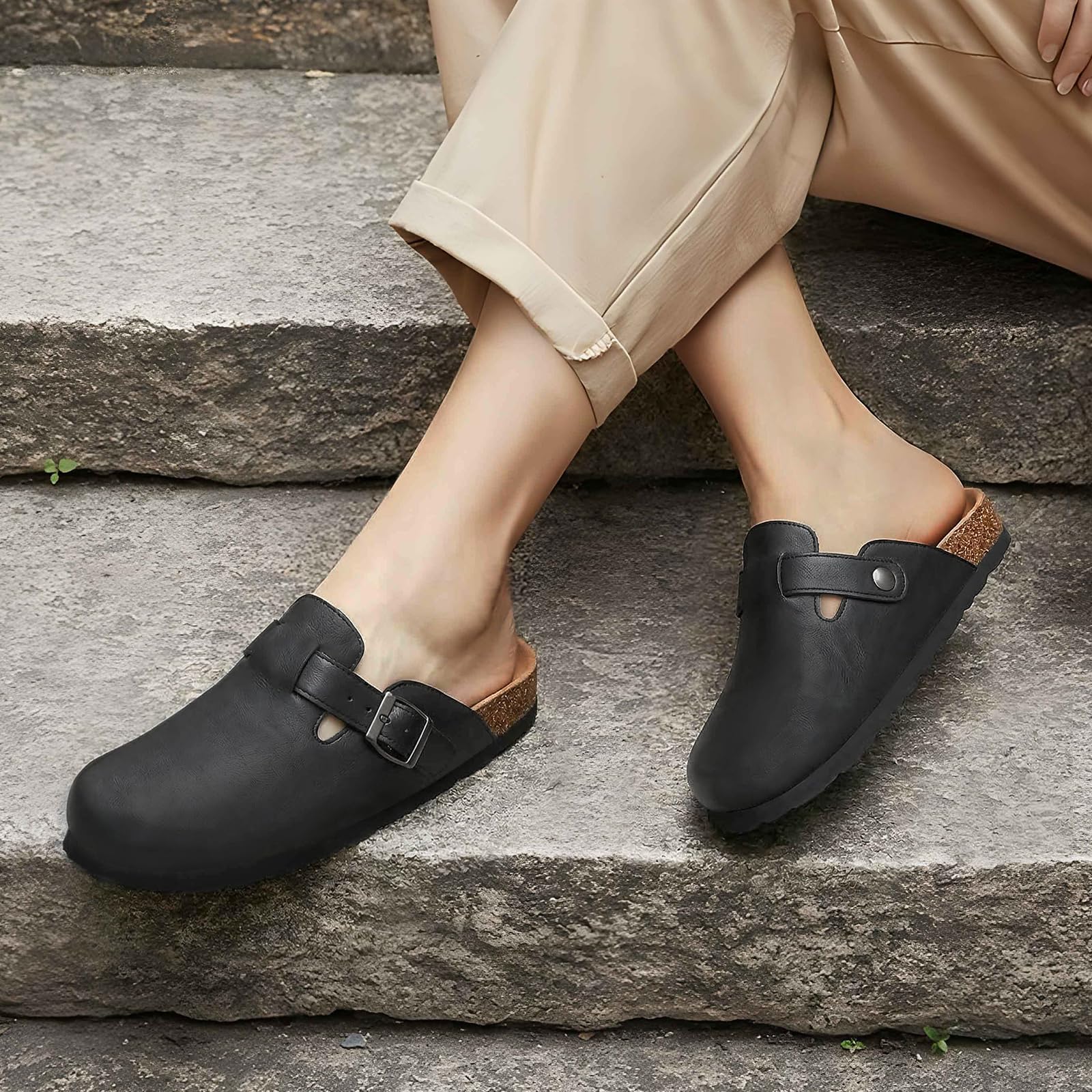 Women'S Shoes Vegan - Mules en cuir végétalien Litfun avec