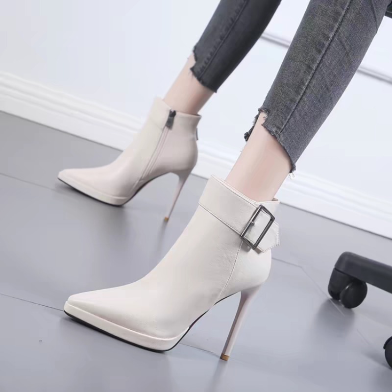 Block Heel Ankle Boots - Nouvelles bottes d'hiver à talon haut