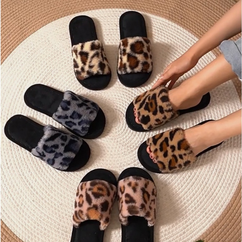 Fluffy Fur Slipper - 2025 hiver chaud moelleux fourrure léopard