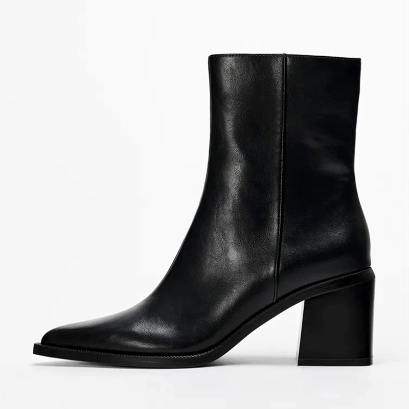 Bottines Chelsea en cuir soupl - Block Heel Ankle Boots avis et prix