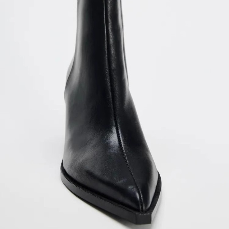 Bottines Chelsea en cuir soupl - Block Heel Ankle Boots avis et prix