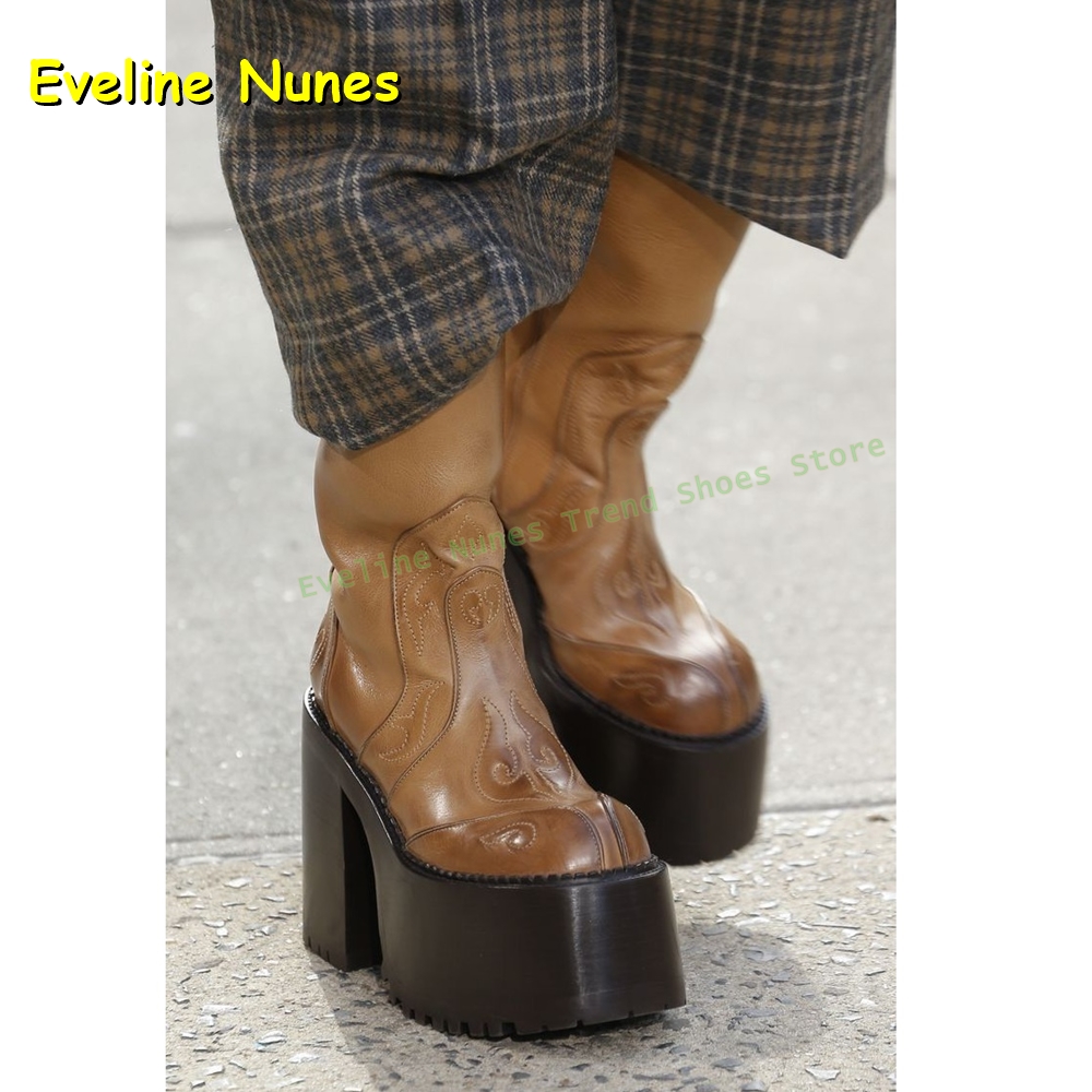Plate-forme brodée bottes haut - Women'S Shoes Trending 2025 avis et prix