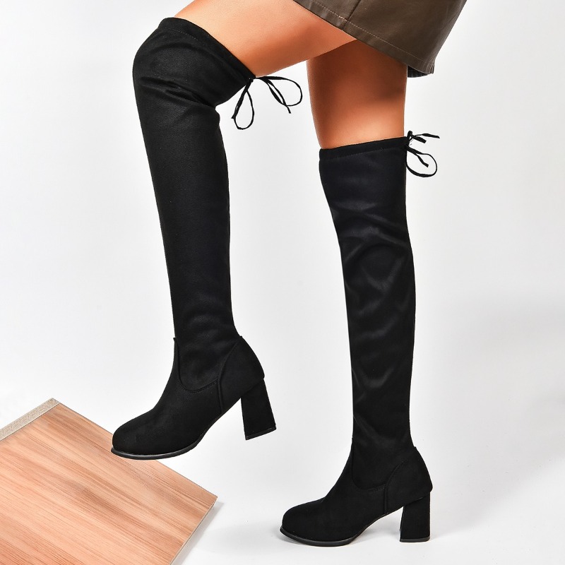 Bottes fines au dessus du geno - Block Heel Ankle Boots avis et prix
