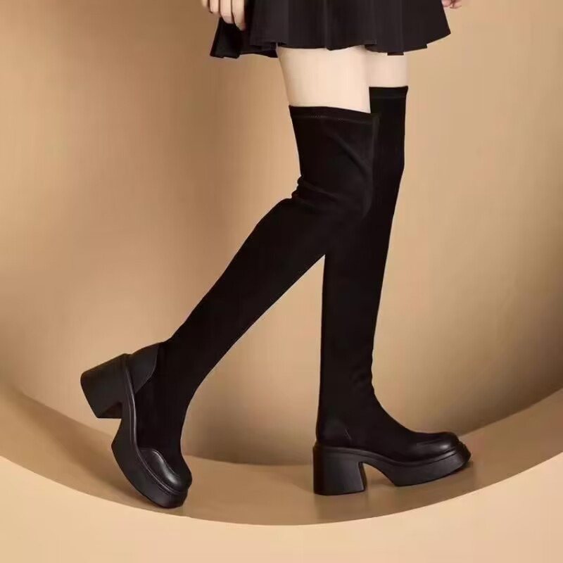 Bottes hautes pour femmes, pla - Block Heel Ankle Boots avis et prix