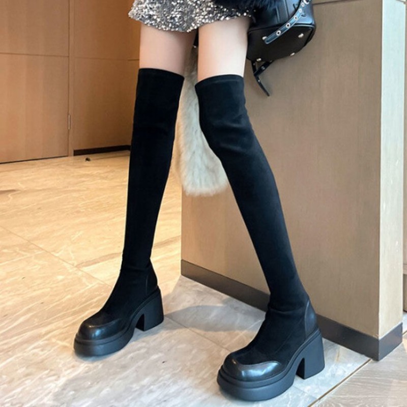 Bottes hautes pour femmes, pla - Block Heel Ankle Boots avis et prix