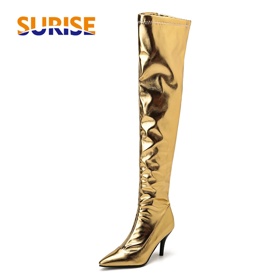 Cuissardes argentées et dorées - Block Heel Ankle Boots avis et prix