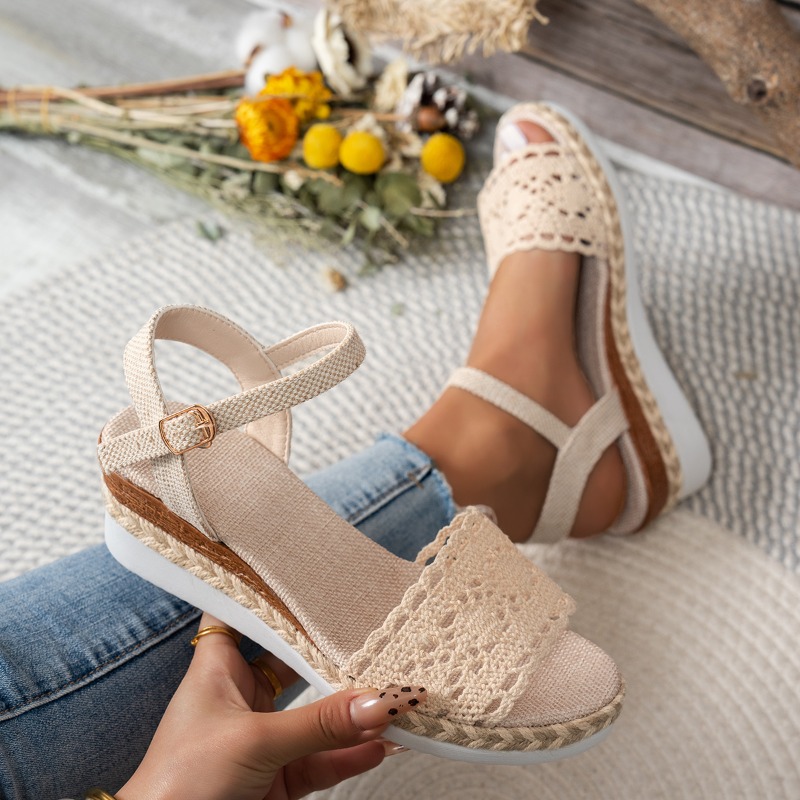 Sandales compensées en dentell - Espadrille Wedge Shoes avis et prix