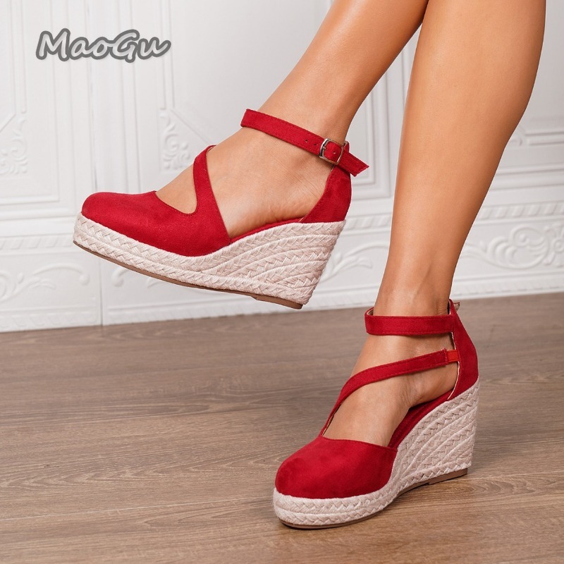 Sandales compensées en daim à  - Espadrille Wedge Shoes avis et prix