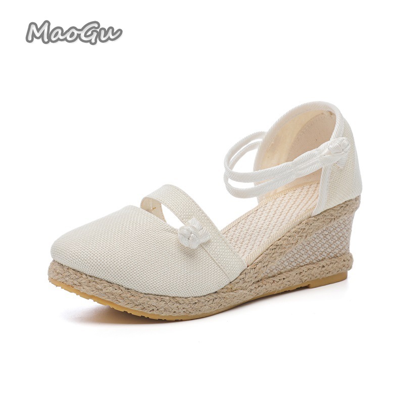 Sandales compensées en lin pou - Espadrille Wedge Shoes avis et prix