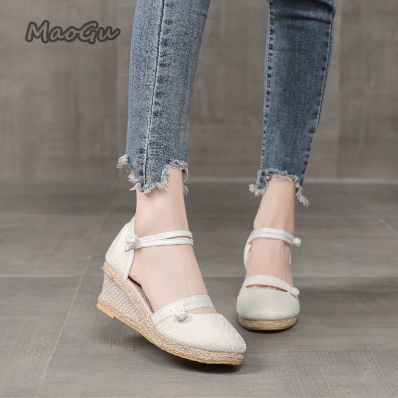 Sandales compensées en lin pou - Espadrille Wedge Shoes avis et prix