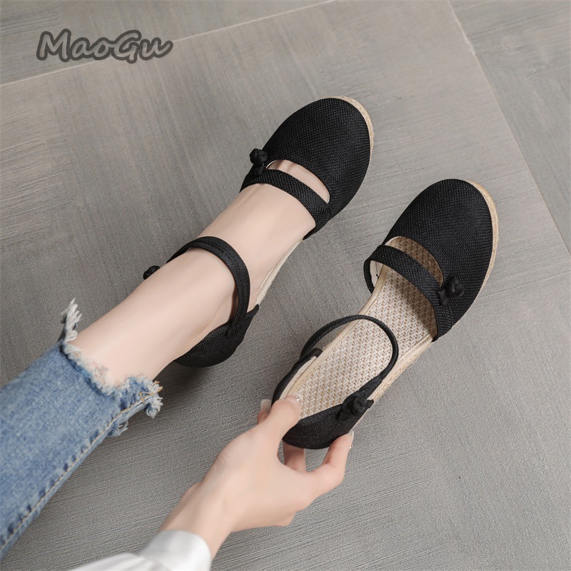 Sandales compensées en lin pou - Espadrille Wedge Shoes avis et prix