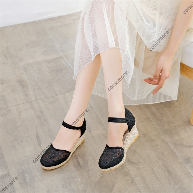 Sandales compensées en dentell - Espadrille Wedge Shoes avis et prix